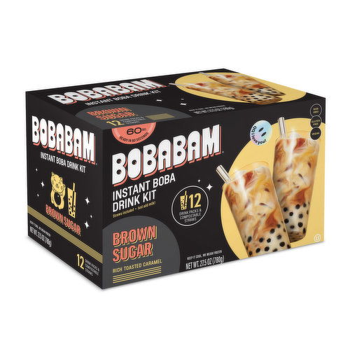 BobaBam Instant Boba Drink Kit Brown Sugar